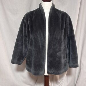 Vintage 1930's to 50's Borgana Gray Faux Fur Jacket Women's 3/4 Sleeve